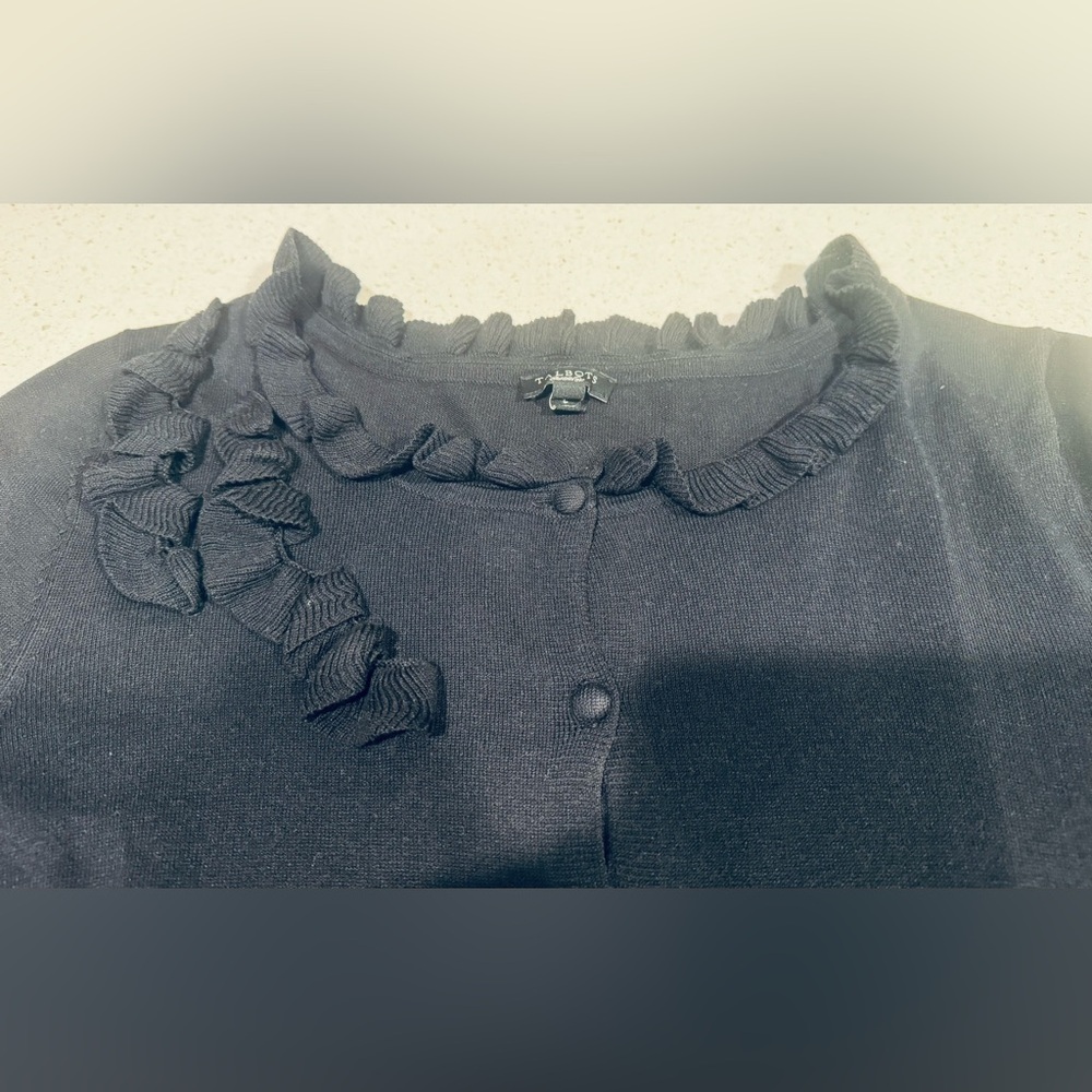 Talbots Lightweight Black Button Up Cardigan with… - image 4